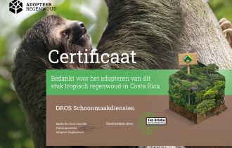 Certificaat van Adopteer Regenwoud ontvangen
